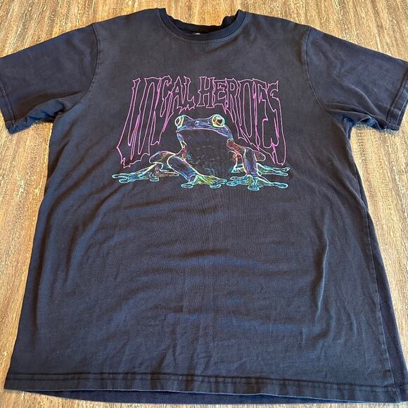Men's Local Heroes Neon Psychedelic Frog T-Shirt Black, Large - Picture 1 of 6